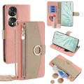 For Honor 70 Pro / 70 Pro+ Crossbody Litchi Texture Leather Phone Case(Pink)