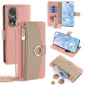 For Honor 80 Pro Crossbody Litchi Texture Leather Phone Case(Pink)