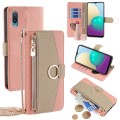 For Samsung Galaxy A02 Crossbody Litchi Texture Leather Phone Case(Pink)