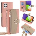 For Samsung Galaxy A22 4G Crossbody Litchi Texture Leather Phone Case(Pink)