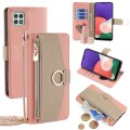 For Samsung Galaxy A22 5G Crossbody Litchi Texture Leather Phone Case(Pink)