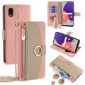 For Samsung Galaxy A22 5G JP Version Crossbody Litchi Texture Leather Phone Case(Pink)