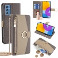 For Samsung Galaxy M52 5G Crossbody Litchi Texture Leather Phone Case(Grey)