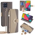 For Samsung Galaxy M53 5G Crossbody Litchi Texture Leather Phone Case(Grey)