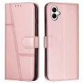For Samsung Galaxy A05 Stitching Calf Texture Buckle Leather Phone Case(Pink)