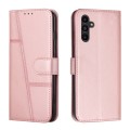 For Samsung Galaxy A15 Stitching Calf Texture Buckle Leather Phone Case(Pink)