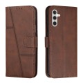 For Samsung Galaxy S24 Stitching Calf Texture Buckle Leather Phone Case(Brown)