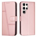 ForSamsung Galaxy S24 Ultra Stitching Calf Texture Buckle Leather Phone Case(Pink)
