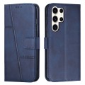 ForSamsung Galaxy S24 Ultra Stitching Calf Texture Buckle Leather Phone Case(Blue)