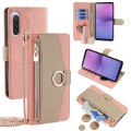 For Sony Xperia 10 V Crossbody Litchi Texture Leather Phone Case(Pink)