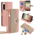 For Sony Xperia 5 IV Crossbody Litchi Texture Leather Phone Case(Pink)