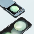 For Samsung Galaxy Z Flip5 ABEEL Three-stage Genuine Leather Elegant Black Edge Phone Case(Sky Blue)