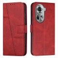 For OPPO Reno11 5G Global Stitching Calf Texture Buckle Leather Phone Case(Red)