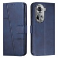 For OPPO Reno11 5G Global Stitching Calf Texture Buckle Leather Phone Case(Blue)