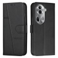 For OPPO Reno11 Pro Global Stitching Calf Texture Buckle Leather Phone Case(Black)