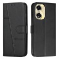 For OPPO A59 5G Stitching Calf Texture Buckle Leather Phone Case(Black)