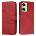 For OPPO A59 5G Stitching Calf Texture Buckle Leather Phone Case(Red)