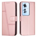 For OPPO Reno11 F Stitching Calf Texture Buckle Leather Phone Case(Rose Gold)
