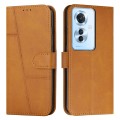 For OPPO Reno11 F Stitching Calf Texture Buckle Leather Phone Case(Yellow)