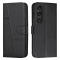 For Sony Xperia 1 VI Stitching Calf Texture Buckle Leather Phone Case(Black)