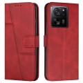 For Xiaomi 13T / Xiaomi 13T Pro Stitching Calf Texture Buckle Leather Phone Case(Red)