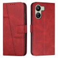 For Xiaomi Redmi 13C Stitching Calf Texture Buckle Leather Phone Case(Red)