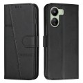 For Xiaomi Redmi 13C Stitching Calf Texture Buckle Leather Phone Case(Black)