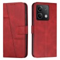 For Xiaomi Redmi Note 13 Stitching Calf Texture Buckle Leather Phone Case(Red)