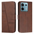 For Xiaomi Redmi Note 13 pro Stitching Calf Texture Buckle Leather Phone Case(Brown)