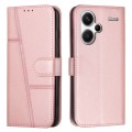 For Xiaomi Redmi Note 13 pro+ Stitching Calf Texture Buckle Leather Phone Case(Pink)