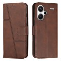 For Xiaomi Redmi Note 13 pro+ Stitching Calf Texture Buckle Leather Phone Case(Brown)