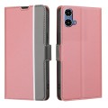For Motorola Moto G34 5G Twill Texture Side Button Leather Phone Case(Pink)