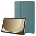 For Samsung Galaxy Tab A9+ Tri-fold Holder Flip Horizontal Flip TPU Leather Tablet Case(Dark Green)