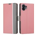 For Nothing Phone 2 Twill Texture Side Button Leather Phone Case(Pink)