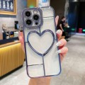 For iPhone 15 Pro Max Electroplating 3D Love TPU Phone Case(Sierra Blue)