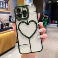 For iPhone 15 Pro Max Electroplating 3D Love TPU Phone Case(Dark Green)