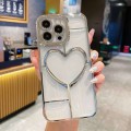 For iPhone 15 Pro Max Electroplating 3D Love TPU Phone Case(Silver)
