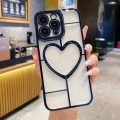 For iPhone 15 Pro Max Electroplating 3D Love TPU Phone Case(Dark Blue)