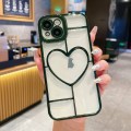 For iPhone 15 Plus Electroplating 3D Love TPU Phone Case(Dark Green)