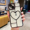 For iPhone 15 Plus Electroplating 3D Love TPU Phone Case(Black)