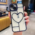 For iPhone 14 Electroplating 3D Love TPU Phone Case(Dark Blue)