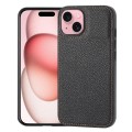 For iPhone 15 Litchi Pattern Stitched Side-mounted Phone Case(Black)