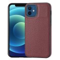 For iPhone 12/12 Pro Litchi Pattern Stitched Side-mounted Phone Case(Dark Red)