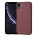 For iPhone XR Litchi Pattern Stitched Side-mounted Phone Case(Dark Red)