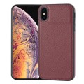 For iPhone XS Max Litchi Pattern Stitched Side-mounted Phone Case(Dark Red)