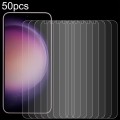 For Samsung Galaxy S24 5G 50pcs 0.18mm 9H 2.5D Tempered Glass Film, Support Fingerprint Unlocking