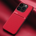 For iPhone 15 Pro Classic Tilt Strip Grain Magnetic Shockproof PC + TPU Phone Case(Red)