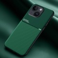 For iPhone 15 Classic Tilt Strip Grain Magnetic Shockproof PC + TPU Phone Case(Green)