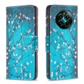 For Realme 12+ 5G Colored Drawing Pattern Leather Phone Case(Plum Blossom)