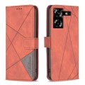 For Tecno Pova 5 Magnetic Buckle Rhombus Texture Leather Phone Case(Brown)